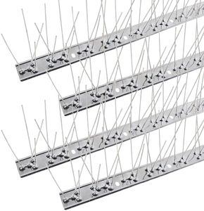 Hausse Stainless Steel Bird Spikes 4 Pack, Squirrel Small Birds Pigeons Crows and Woodpeckers Deterrent Devices Bird Repellent Spikes, Assemble Easily Covers 4 Feet for Outdoor Wall Fence