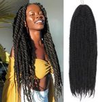 Kachanaa 30 Inch Long Marley Twist Hair for Braiding 8 Packs Pre Fluffed Afro Kinky Curly Marley Hair Extensions Soft Jumbo Marley Braids /1B#