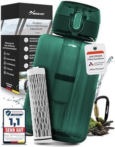 BERGKVIST® botella con filtro de agua para exterior FJÄLLKLAR (1 l) - botella de 1 litro con filtro de AHLSTROM® para agua potable limpia en acampadas, excursiones y aventuras de supervivencia - Verde
