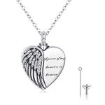 Ashes Necklace, Urn Necklaces for Ashes 925 Sterling Silver Ashes Keepsake Cremation Pendant A Piece of My Heart is in Heaven Ashes Jewellery for Mum Dad Women Men Dog