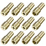 12 Pcs Brass Collet Chuck Shank for Dremel Rotary Tools, Mellbree 0.8mm 1.0mm 1.2mm 1.5mm 1.6mm 1.8mm 2.0mm 2.3mm 2.4mm 3.0mm 3.2mm Drill Lock Nut for Dremel 225 3000 4000 4250 4485 8220