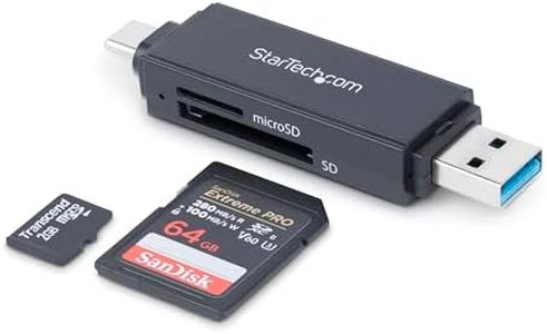 StarTech.com Lector Grabador USB 3.0 USB-C Tipo C y USB-A de Tarjetas de Memoria Flash SD Micro SD Alimentado por USB