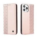 TOHULLE Case for iPhone 11 Pro Max, Premium PU Leather Wallet Case Card Holder Kickstand Built-in Magnet Shockproof Plaid Pattern Flip Folio Phone Case Cover for iPhone 11 Pro Max - Rose Gold