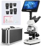 [Constant Temp 24MP Smart Monitor] Vabiooth Lab Trinocular Compound Microscope 40X-2500X Mag with 7" Monitor Free Software-One Click Capturing Images & Video, Measuring Lengths, Adjustable Temp Stage