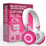 Puro Sound Labs JuniorJam Plus Volume Limiting Headphones for Kids, Safer Audio to Protect Hearing- Adjustable Bluetooth Headphones for Tablets, Smartphones, PCs- 22-Hour Battery Life- Pink