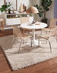 Unique Loom Solo Solid Shag Collection Area Modern Plush Rug Lush & Soft (5' 0 x 5' 0 Square, Taupe)