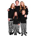 Christmas Family Matching Pjs Sets with Socks Buffalo Plaid Holiday Xmas Pajamas Jammies Sets for Family Party, Black White, 10