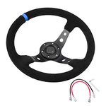 Qiilu Steering Wheel, Universal 35cm/14inch 6-Bolts Auto Car Racing Steering Wheel with Horn(Blue)