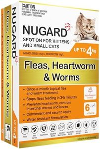 NUGARD Spot On for Kittens and Cats up to 4 kg - Flea & Worm Protection 6-Pack - Vet Recommended Fast-Acting Waterproof Topical Solution with IMIDACLOPRID 100g/L per Carton, MOXIDECTIN 10g/L