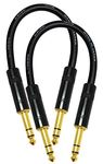 2 Units - 6 Inch - Canare L-4E6S Star Quad, Patch Cable terminated with Neutrik-Rean NYS Inch (6.35mm) Gold TRS Stereo Phone Plugs