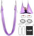 Yes4All Soft Tricot Fabric Aerial Yoga Hammock/Aerial Silks for Home Yoga, Increasing Strength, Flexibility and Balance, Suits All Levels (Complete kit included), A. Lavender