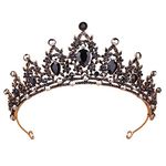 Crowns for Women, Vofler Black Tiaras w/Crystal - Baroque Witch Evil Queen Costume Headband for Bride Princess Flower Girl Birthday Halloween Cosplay Party Wedding Prom Quinceanera Pageant Homecoming