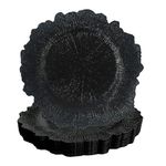 Black Plastic Reef Charger Plates - 12 pcs 13 Inch Round Floral Sponge Charger Plates Wedding Party Decoration (Black, 12)