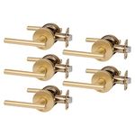 Designers Impressions Kain Design Satin Brass Privacy Euro Door Lever Hardware (Bed and Bath), 5 Pack