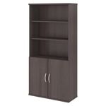 Bush Business Furniture Studio C Tall 5 Shelf Bookcase with Doors in Storm Gray, Large Bookshelf Cabinet for Home or Professional Office