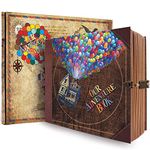 Our Adventure Book Scrapbook Photo Album, 146 Pages 8.9 * 7.7 Inch Retro Style Embossed Letter Cover Travel Journal Scrap Book Kit For Couples,Memory Book For Anniversary Wedding,Valentine's Day Gifts