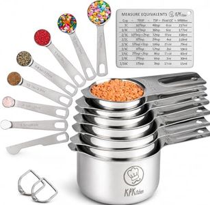Stainless Steel Measuring Cups and Spoons Set of 16-7 Cup & 7 Spoon + Conversion Chart & Leveler - Kitchen Measuring Spoons and Cups - Dry Measure Cups Stainless Steel & Baking Metal Measuring Cups