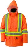 Pioneer V1090150-L Lightweight Hi-Viz Safety Rain Jacket, Comfort Fit, Orange, Large