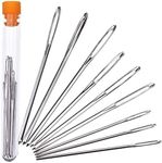 Large-eye Blunt Needles Steel Yarn Knitting Needles Sewing Needles, 9 Pieces (Silver)