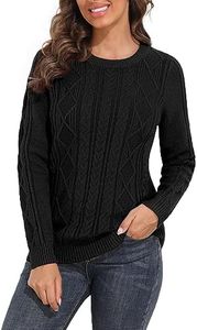 PrettyGuide Women's Sweater Crewneck Cable Knit Long Sleeve Pullover Tops S Black