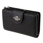 COACH Medium Leather Corner Zip Wallet in Black - Gold, Style No. 6390, Gold/Black, Coach Medium Leather Corner Zip Wallet