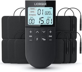 LIORQUE Électrostimulateur Musculaire, Stimulateur Musculaire TENS avec 2 Canaux Indépendant, Avec 3 Modes de Fonctionnement de TENS/EMS/FITNESS pour un total de 50 Programmes de Massage-Noir