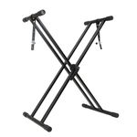 Kadence Keyboard stand Heavy-Duty NK64 , Double-X, PRE-ASSEMBLED, Infinitely Adjustable Piano Keyboard Stand with Locking Straps, Black (NK64-3kg, Pre-Assembled)