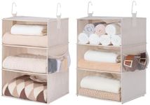 StorageWorks 6-Shelf Hanging Closet Organizers, Two 3-Shelf Separable Closet Hanging Shelves, 13" D x 15" W x 48 ¼"H, Mixing of Beige, White & Ivory