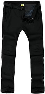 donhobo Waterproof Trousers Mens Fleece Softshell Trouser Walking Hiking Quick Dry Outdoor Sports Pants Zip Pockets(Black,L)