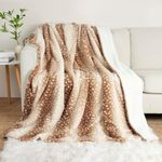 Cozy Bliss Luxury Faux Fur Throw Blanket Animal Striped Print, Non Shedding Double Sided Sherpa Blankets Super Soft Fluffy Thick Warm Throws Home Decor for Couch Bed Sofa Women (Brown, 50x60 Inches)