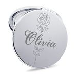 EDSG Compact Mirror Personalised Make Up Mirror Gifts for Women Her Travel Folding Vanity Round Pocket Mirror for Birthday Wedding Christmas Double Sided Magnifying Cosmetic Mirror without Distort