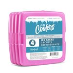 Cool Coolers by Fit + Fresh, Reusable & Long-Lasting Slim Ice Packs, Cold Packs for Lunch Boxes, Ice Packs for Lunch Bags, Purple 4 Pack