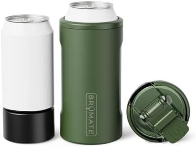 BrüMate Hopsulator Trio 3-in-1 Insulated Can Cooler for 12oz / 16oz Cans + 100% Leak Proof Tumbler with Lid | Insulated for Beer, Soda, and Energy Drinks (OD Green)