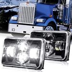 BLIAUTO Dot Approved 4x6 Inch LED Headlights 60W Hi/Low Sealed Beam Head Light Replace H4652 H4656 H4666 H6545 Headlamp for Peterbilt Kenworth Freightliner Ford Probe Chevy Oldsmobile Cutlass Trucks