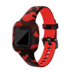 RuenTech Compatible with Garmin Vivofit jr 3 Bands, Replacement Silicone Wristband Camouflage Watch Straps for Kid's Vivofit jr. 3 Fitness Tracker (Camo-Red)