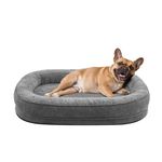 Pawk Orthopedic Dog Bed for Medium Dogs, Waterproof Egg-Crate Memory Foam Pet Sofa with Bolster Sides, Washable Removable Cover & Non-Slip Bottom, Grey