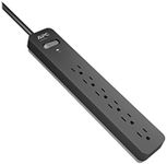 APC Surge Protector Power Strip, APC Black Power Strip PE66, 1080 Joule, Flat Plug, 6 Outlet Power Strip