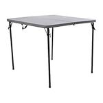 Flash Furniture 2.83-Foot Square Bi-Fold Gray Plastic Folding Table with Carrying Handle, Grey, 34" D x 34" W x 28.5" H