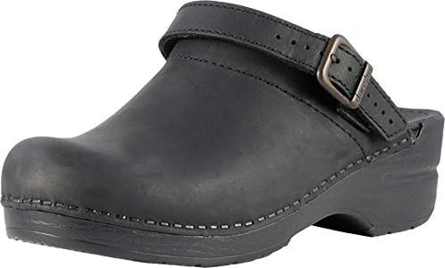 Dansko Women's Ingrid Black Oiled Leather Clogs 39 M