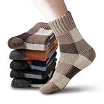 5 Pairs Mens Wool Socks, Soft Thick Thermal Crew Socks, Warm Cozy Winter Socks Hiking Socks Boot Socks for Cold Weather