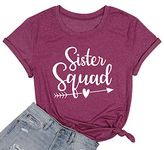 LOTUCY Sister T Shirt Women Funny Sister Squad Besties Tee Shirt Best Friends BFF Tee Tops, Wine Red, Medium