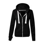 Parsa Fashions Ladies Plain Zip Up Hoodie Womens Fleece Hooded Top Long Sleeves Front Pockets Soft Stretchable Comfortable (Black/5XL UK-22)