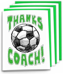 Play Strong 3-Pack Thanks Soccer Coach You're Awesome (Green, 5x7) Greeting Cards Awesome for Sports Seasons Team Banquet Party Thank You Coach Appreciation Gifts - Your Coaches Will Love 'Em!