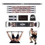 INNSTAR Portable Home Gym Set with Workout Bar, Bench Press Set, Squat Resistance Band, Door Anchor and More-Full Body Workout Equipment to Build Muscle and Shape Body(Camo Brown-200lbs)