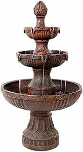 Sunnydaze Flower Blossom 43-Inch Electric Water Fountain - Outdoor Water Feature - 3-Tier Fountain - Earth Finish