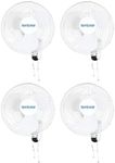 Hurricane Classic 16 Inch 90 Degree Oscillating Indoor 3 Speed Wall Mounted Fan with Adjustable Tilt and Pull Chain Control, White (4 Pack)