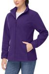 TACVASEN Outdoor Jacket Womens Full Zip Lightweight Hiking Coat Long Sleeve Fleece Jackets for Women Dark Purple, S