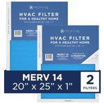 MEDIFY PRO 20x25x1 Filter - MERV 14 - E11 Media - Air Cleaning - Pleated HVAC AC Furnace Air Filters Replacement - (MERV 14, 2-Pack)