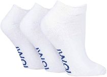 IOMI - 3 Pack Extra Wide Loose Non Elastic Cotton Low Cut Trainer Diabetic Socks (9-11 UK, White (Trainer))