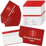 12 Pack Red Medical Condition and Emergency Contact Id Wallet Card Emergency Medical Information Card Medical Alert Wallet Card Pocket Size Medication List and Medical Cards for Caretakers (Red)